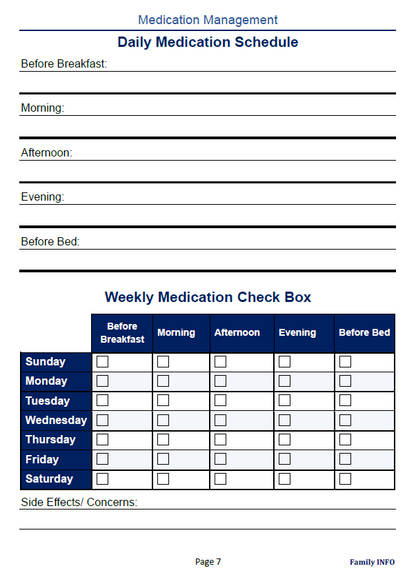 Medical Overview & Medications Organizer - Printable and Fillable PDF