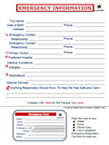 Emergency Information Sheet (Free Download)