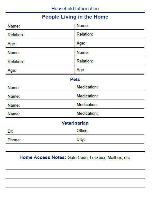 Family Emergency & Life Info System - 30 page Printable and Fillable PDF