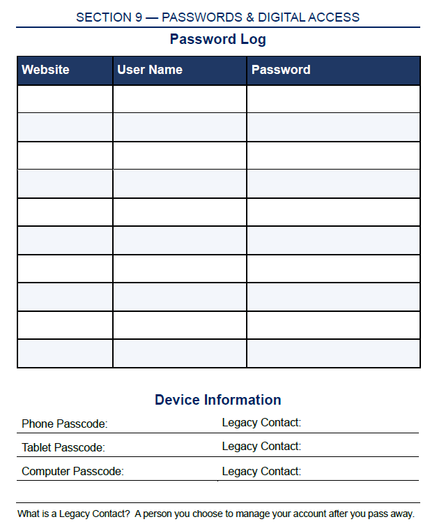 Family Emergency & Life Info System - 30 page Printable and Fillable PDF