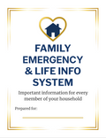 Family Emergency & Life Info System - 30 page Printable and Fillable PDF