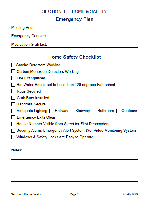 Family Emergency & Life Info System - 30 page Printable and Fillable PDF