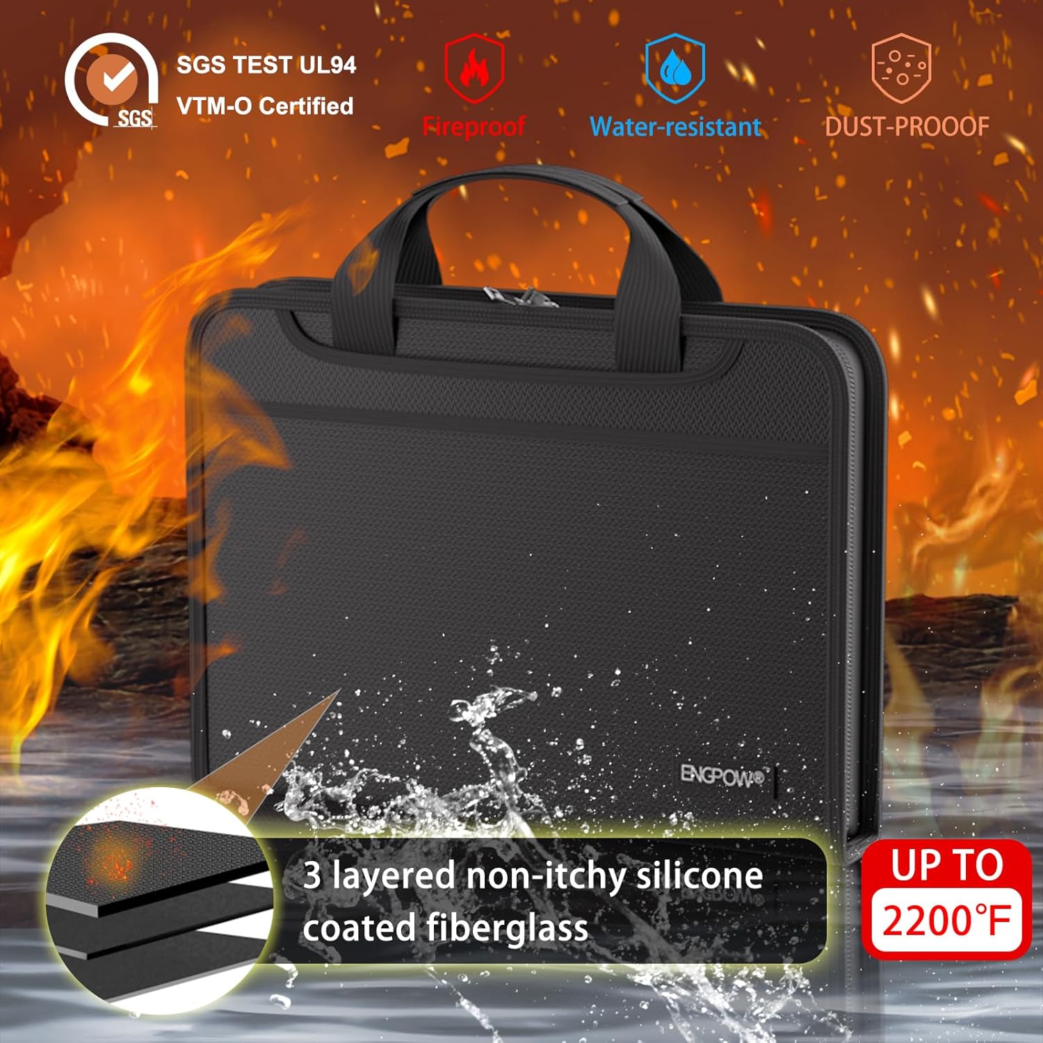 Fireproof & Water-Resistant Expanding File Folder with 13 Pockets Document Organizer with Handle & Labels